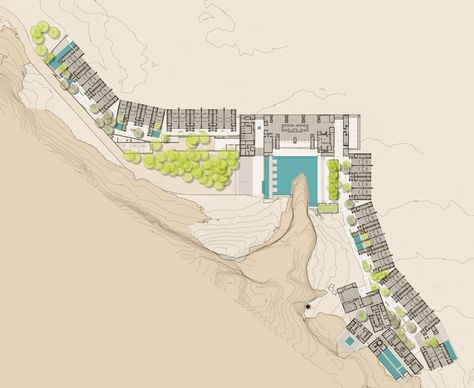 Amangiri Resort, Resort Design Plan, Native American Reservation, Resort Plan, Hotel Floor Plan, Desert Resort, Section Drawing, Chalet Design, Colour Architecture