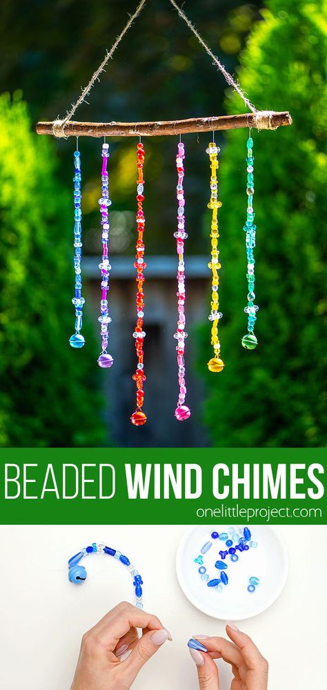 Beaded Wind Chimes, Summer Arts And Crafts, Beaded Diy, Summer Camp Activities, Summer Camp Crafts, Summer Fun For Kids, Summer Craft, Diy Wind Chimes, Summer Crafts For Kids