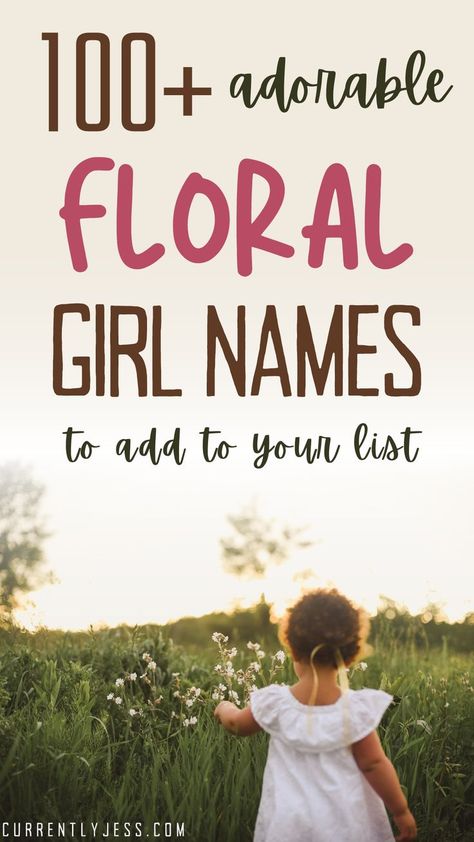 Are you searching for the perfect flower inspired name for your baby girl, but don't want to settle for the typical Lily or Rose? These uncommon, but whimsical floral names are sure to peak your interest! This list includes flower names, herb names, plant names, and other botanical roots. #babygirlnames #uniquenames #bohobabynames Plant Baby Names, Baby Gurl Names, Unique Flower Names, Beautiful Flower Names, Herb Names, Flower Names For Girls, Floral Names