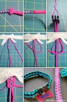 ♥ DIY Dog Stuff ♥ DIY braided dog collar video instructions Diy Dog Collar, Diy Dog Toys, Paracord Dog Collars, Collars Diy, Collars And Leashes, Diy Collier, Diy Braids, Dog Projects, Dog Crafts