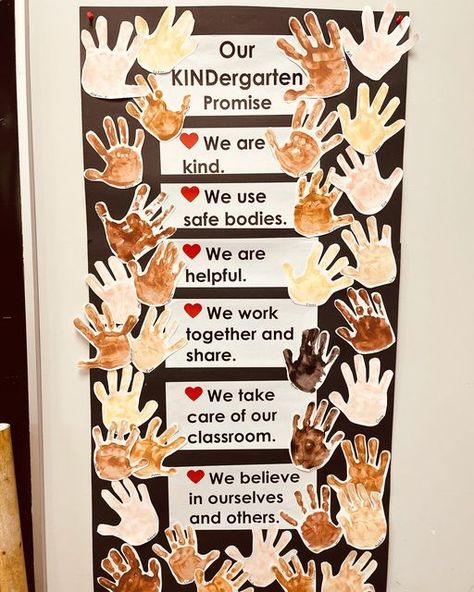 Allie Apels on Instagram: "🖤Co-created KINDergarten Promise 🖤 We were inspired by the book KINDergarten , written by a the amazing @thetututeacher @diversereads , to create a KINDergarten promise. Kindness is woven into all we do in our classroom, so when @littlebabecollective gifted me this beautiful book, I knew that it would inspire something wonderful. We will definitely be revisiting this book when we become KINDergarten Kindness Ninjas. Together we brainstormed statements that would guid Our Classroom Promise, Kindergarten Classroom Promise, Class Promise Preschool, Look Out Kindergarten Here I Come Book Activities, In This Classroom We Are Family, Kindergarten Where Kindness Matters Every Day, Classroom Promises Preschool, Classroom Promise Kindergarten, Class Rules Kindergarten