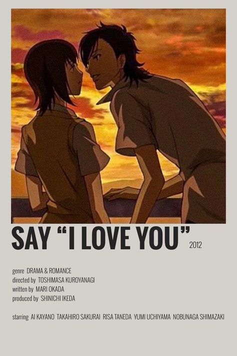 Say I Love You Anime, Minimalist Anime, Anime Minimalist Poster, Say You Love Me, Posters Minimalist, Anime Suggestions, Anime Galaxy, Animes To Watch, Film Poster Design