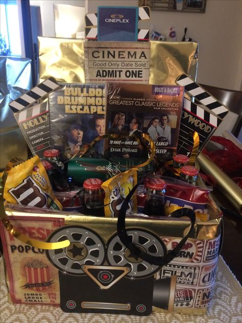 Cinema Box, Theme Baskets, Movie Night Gift, Raffle Basket, Date Night Gifts, Bosses Day Gifts, Box Of Sunshine, Raffle Baskets, Movies Box