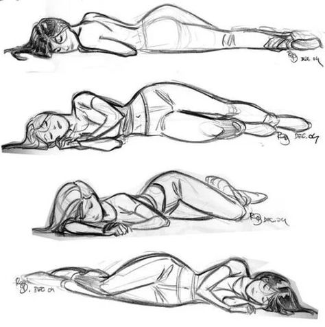 Diferente ways to draw a girl sleeping. Gesture Drawing, Výtvarné Reference, Siluete Umane, Body Sketches, Different Poses, 인물 드로잉, Poses References, Anatomy Drawing, Body Drawing