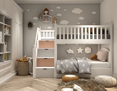 Two Children Bedroom, Children Bedroom Design, Small Kids Bedroom, Kids Bed Design, Kids Room Bed, Kids Bedroom Ideas, Beds For Small Rooms, Children's Bedroom Ideas, Kids Shared Bedroom