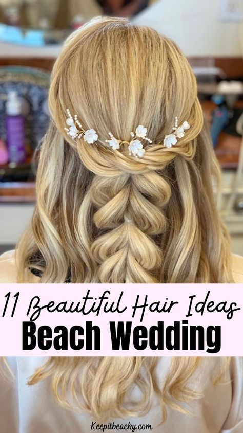 beach hairstyles for long hair Beachy Bridesmaid Hair, Beach Wedding Hair Ideas, Beach Hair Ideas, Beachy Wedding Hair, Beach Wedding Hairstyles, Beach Bridesmaid Hair, Beach Bridal Hair, Wavy Beach Hair, Outdoor Beach Wedding