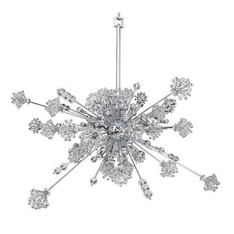 Constellation Chrome 30-Light 42-Inch Wide Pendant with Firenze Clear Crystal Metropolitan Opera House, Kalco Lighting, Mid Century Lighting Pendant, Crystal Clusters, Rectangle Chandelier, Metropolitan Opera, Globe Chandelier, Sputnik Chandelier, Candelabra Bulbs