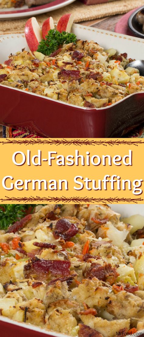 German Supper Ideas, German Sausage Recipes For Dinner, German Stuffing Old Fashioned, German Christmas Dishes, German Sides Recipes, Recipes With Rye Bread, German Thanksgiving Recipes, German Winter Food, Old German Recipes