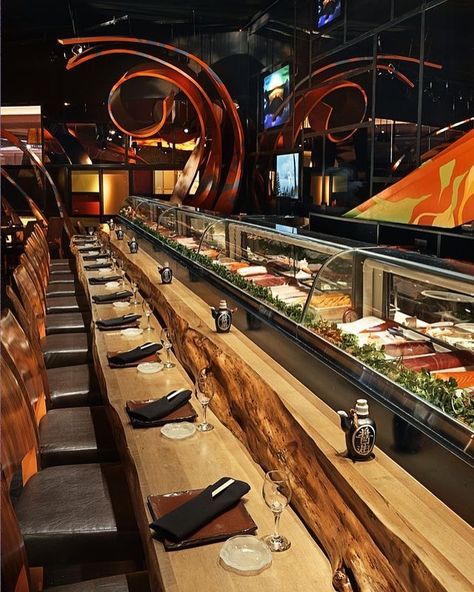 Las Vegas is famous for its incredible nightlife, but it also has many award winning restaurants. We have compiled a list of the 10 Best Restaurants on The Las Vegas Strip. Below you will find restaurants that will fit any price range and offer unique experiences. Sushi Bar Design, Japanese Restaurant Interior, Japanese Restaurant Design, Japanese Bar, Café Design, Visuell Identitet, Vegas Restaurants, Bar Interior Design, Restaurant Concept