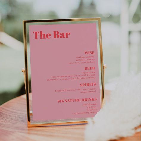 Black And White Drinks, Pink Party Theme Ideas, Girly Bar, Drink Menu Design, Bridgerton Party, Wedding Drink Bar, Wedding Bar Menu Sign, Menu Poster, Cocktail Party Themes