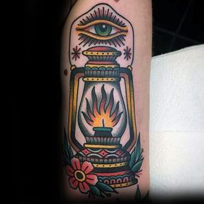 Gentleman With Old School Lantern Traditional Inner Forearm Tattoo Traditional Lantern Tattoo, Lantern Tattoo Design, Lamp Tattoo, Lantern Tattoo, Traditional Tattoo Inspiration, Inner Forearm Tattoo, Salsa Music, Camping Vibes, Traditional Tattoo Sleeve