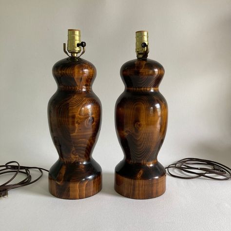 Wood Table Lamps, Room Lamps, Spartanburg Sc, Entryway Office, Table Lamp Wood, Wood Lamps, Wood Light, Paint Stain, Late 20th Century