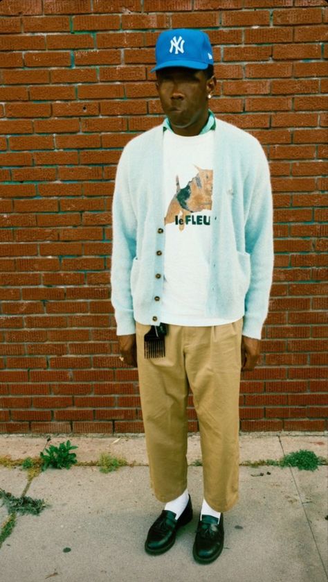 Tyler The Creator Outfits, Tyler The Creator Wallpaper, Men Street Fashion, T Baby, Street Style Outfits Men, Street Fashion Men Streetwear, Stylish Mens Outfits, Cardigan Outfits, Vintage Fits