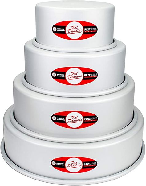 AmazonSmile: Cake Pan Set of 4, Round 3 Inches Even (6 to 12 Inches) by Fat Daddio's: Kitchen & Dining Round Birthday Cakes, Cake Pan Set, Round Cake, Round Cake Pans, Cake Pan, Pan Set, Round Cakes, What To Make, Anodized Aluminum