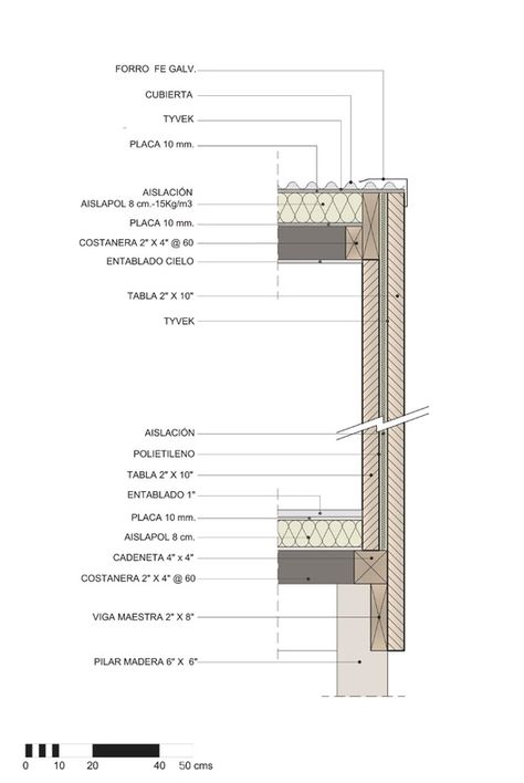 21 Detailed Construction Sections for Wood Structures | ArchDaily Facade Pattern Architecture, Contemporary Architecture House, Construction Details Architecture, Architecture Design Process, Wood Facade, Wooden Facade, Timber Architecture, Concrete Architecture, Timber Buildings