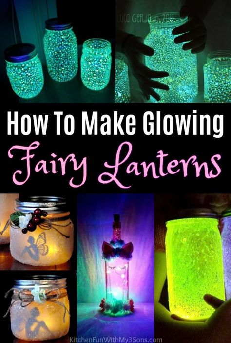 Lantern Crafts, Fairy Jars Diy, Glowing Fairy, Fairy Mason Jars, Mason Jar Fairy Lights, Easy Mason Jar Crafts, Glow Jars, Lantern Craft, Mason Jar Lanterns