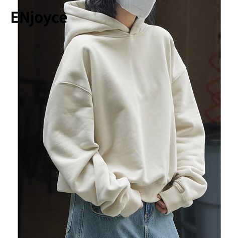 Beige Hoodie Outfit, Beige Hoodie, Sweatshirt Street Style, Sweatshirt Women Casual, Loose Hoodie, Nike Sweater, Sports Sweatshirts, Hoodie Outfit, Pre Order