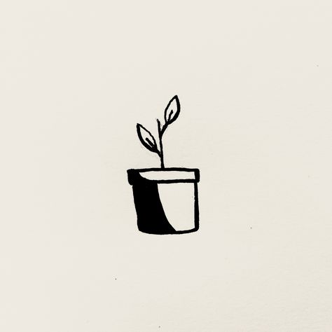 Plant pot Art line drawings Mini Plant Tattoo Ideas, Flower In A Pot Drawing, Plant In Pot Drawing, Pot Plant Tattoo, Pot Plant Drawing, Plant Pot Tattoo, Plant Pot Drawing, Minimalist Plant Tattoo, Plant Illustration Simple