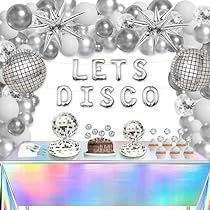 30th Birthday Party Women, Disco Theme Parties, Mamma Mia Party, Paper Cake Topper, Iridescent Party, Groovy Party, Dance Party Birthday, Disco Birthday Party, Disco Party Decorations