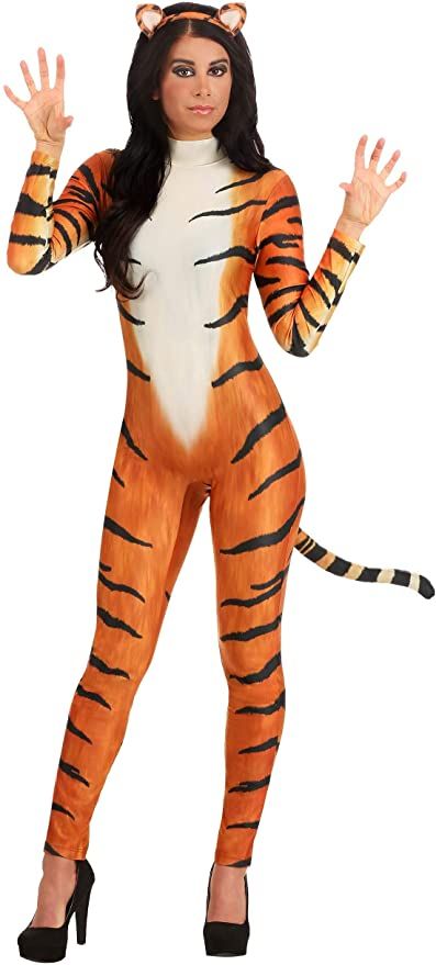 Amazon.com: Bold Tiger Women's Costume : Clothing, Shoes & Jewelry Claw Costume, Tiger Ears Headband, Tiger Fierce, Tiger Outfit, Tiger Ears, Spandex Jumpsuit, Best Costumes, Fun Costumes, Tiger Costume