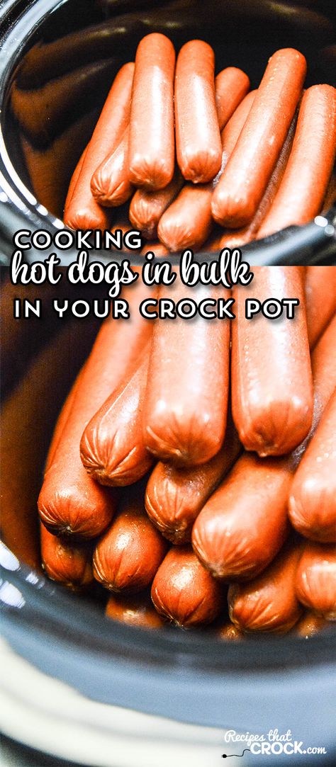 Cooking hot dogs in bulk is very easy in a Crock Pot. Learning how to use a slow cooker to steam hot dogs is a great tip for parties and potlucks. Hot Dogs In A Roaster, How To Cook Hot Dogs In A Roaster, Baseball Meals, Crockpot Hotdogs, Cooking Hot Dogs, Packer Party, Dog Festival, Making Hot Dogs, Electric Roaster