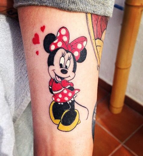 Minnie Mouse tattoo Minnie Mouse Tattoo For Daughter, Minnie Mouse Tattoo Ideas, Minnie Mouse Tattoos, Minnie Mouse Tattoo, Tattoos Print, Minnie Tattoo, Mickey Tattoo, Mouse Tattoo, Memorial Tattoo Designs