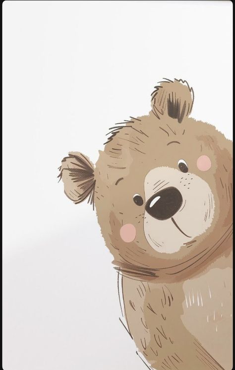 How To Draw A Teddy Bear, Cute Teddy Bear Drawing, Teddy Bear Painting, Teddy Bear Card, Teddy Bear Illustration, Digital Portrait Illustration, Baby Print Art, Baby Art Projects, Birthday Illustration