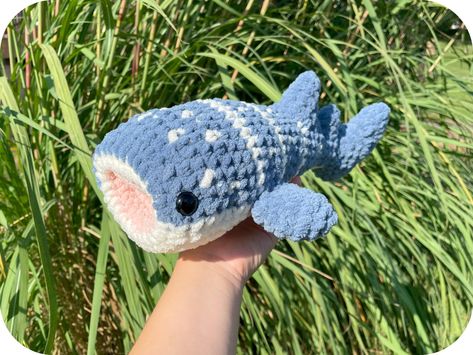 In case you can't make it to the Georgia Aquarium, this whale shark plushie is the next best thing. Dimensions: 13"L x 8"W x 4.5"H These plushies are created in a 🚭 smoke free/pet free home. Plushie pattern by Kay Plushies. Crochet Buissnes, Whale Shark Crochet Pattern, Crochet Whale Shark, Whale Shark Crochet, Whale Shark Plush, Shark Crochet, Crochet Shark, Crochet Whale, Georgia Aquarium