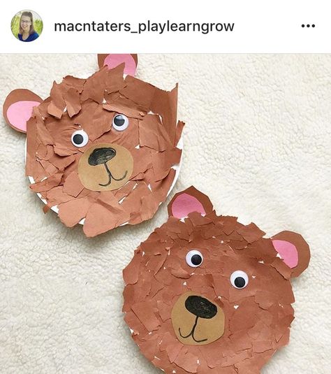 Fall  Autumn  Forest Woodland  Goldilocks and the three bears book Bear  craft Paper Plate Bear, Bear Crafts Preschool, Bears Preschool, Teddy Bear Crafts, Bear Craft, Teddy Bear Day, Teddy Bear Theme, The Three Bears, Goldilocks And The Three Bears