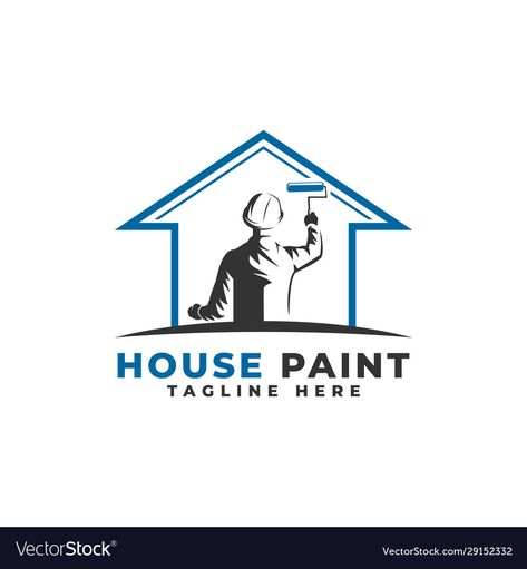 Paint Logo Design Graphics, Painting Logo Design Ideas, Painter Logo, Bright Blue Paint, Painting Logo, Personal Logo Design, Paint Your House, House Painter, Home Painting