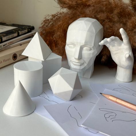 Drawing Shapes For Practicing Art | Portrait Reference | Learn The Art Of Drawing | BEST 3D Print | Classic Geometric Drawing Shapes by DesignToska on Etsy Cuboid Shape Objects, Art Portrait Reference, Drawing Shapes, 3d Forms, 3d Geometric Shapes, Art Of Drawing, Craft Cart, Portrait Reference, Types Of Shapes