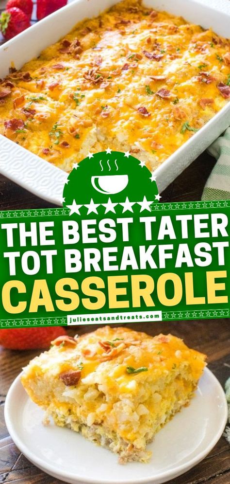 Quick Breakfast Casserole Recipes, Quick Breakfast Casserole, Tot Breakfast Casserole, Tater Tot Breakfast Casserole, Breakfast Casserole Recipe, Breakfast Recipies, Best Breakfast Casserole, Tater Tot Breakfast, Easter Breakfast