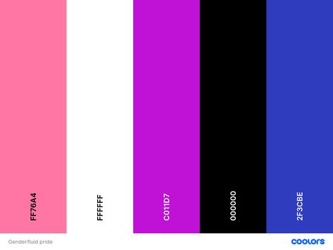 #genderfluid #pride #flag #palette #hex Pride Flag Color Palette, Pride Flag Hex Codes, Lgbt Flag Colors, Gender Fluid Flag, Genderfluid Flag, Flag Code, Flat Color Palette, Rainbow Flag Lgbt, Genderfluid Pride