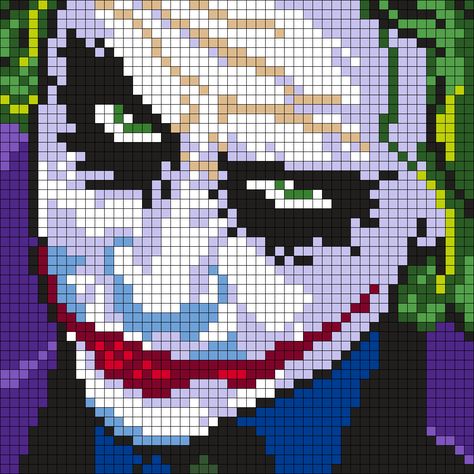 Heath Ledger As The Joker (Square) Perler Bead Pattern / Bead Sprite Grille Pixel Art, Corak Sulaman, Pixel Art Minecraft, Modele Pixel Art, Skirt Diy, Pixel Art Templates, Pixel Crochet, Pixel Art Grid, Tapestry Crochet Patterns