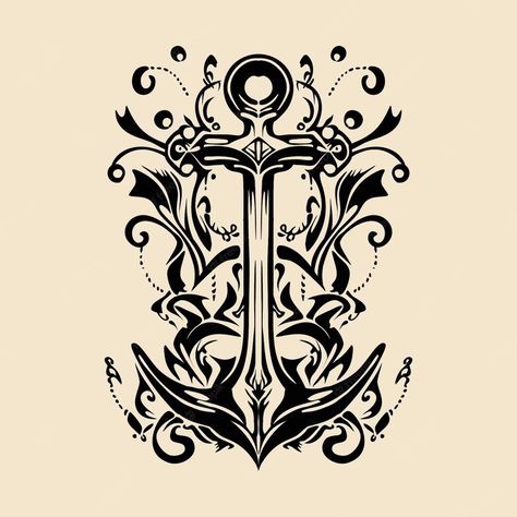 Premium Vector | Vintage anchor arrow hand drawn tribal illustration Anchor Drawings, Anchor Designs, Anchor Art, Pyrography Designs, Anchor Tattoos, Anchor Design, Dark Art Tattoo, Temporary Tattoo Designs, Digital Art Illustration