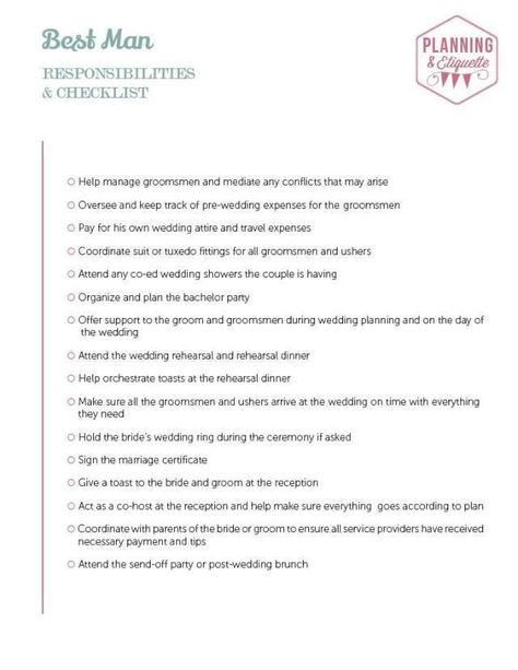 Groomsmen Duties Checklist, Best Man Duties Checklist, Wedding Checklist Timeline Printable, Best Man Responsibilities, Groomsmen Duties, Bridesmaid Duties Checklist, Wedding Party Checklist, Wedding Duties, Best Man Duties