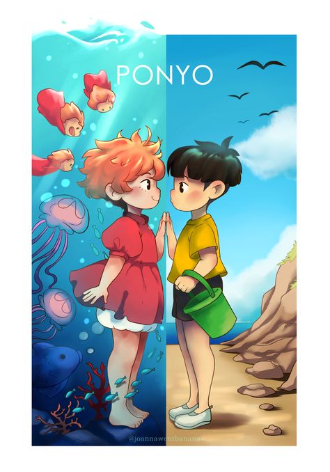 Ponyo Anime, Art Studio Ghibli, Studio Ghibli Fanart, Personajes Studio Ghibli, Studio Ghibli Characters, Ghibli Artwork, Studio Ghibli Movies, Studio Ghibli Art, Ghibli Art