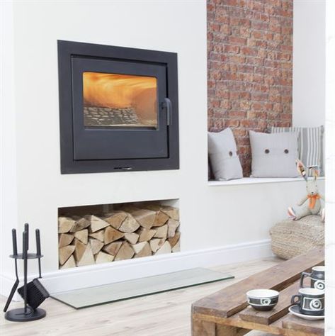 Picture of Loxton 10 Inset Tv Living Room Ideas, Tile Fireplaces, Wood Burning Stoves Living Room, Log Burner Living Room, Wood Burning Fireplace Inserts, Inset Fireplace, Inset Stoves, Cosy Fireplace, Wood Burning Stoves