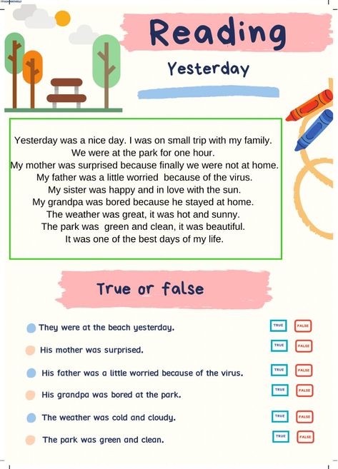 Yesterday R - Ficha interactiva If I Were A Template, Dictation Worksheet, Grade 4 Reading, Emotions Worksheet, Reading For Kids, Ingles Kids, Struktur Teks, Reading Comprehension For Kids, English Stories For Kids