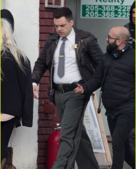 Sebastian ✪ Stan filming as Sheriff Lee Bodecker in The Devil All the Time set photos of Sebastian in Birmingham, Alabama. (March 4, 2019) Lee Bodecker, The Devil All The Time, Steel Blue Eyes, Sports Awards, Meme Lord, Birmingham Alabama, Im Sorry, March 4, Bucky Barnes