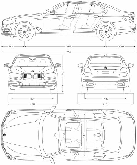 BMW 5 Series Limousine G30 2020 Blueprint - Download free blueprint for 3D modeling Bmw I8 Drawing, Bmw M5 Drawing, Bmw Design Sketch, Bmw Car Sketch, Bmw Blueprint, Mustang Blueprint, Blueprint For 3d Modeling, Car Blueprint, Boat Crafts