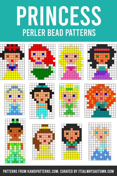 Princess Perler Bead Patterns, Perler Beads Ideas, Beads Perler, Easy Perler Bead Patterns, Pokemon Perler Beads, Melty Bead Patterns, Fuse Bead Patterns, Art Perle, Hama Beads Design