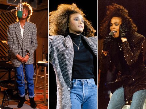 Whitney Houston's '80s Outfits Were Full of Timeless Fashion Lessons Whitney Houston Style, Whitney Houston Outfits 80s, Whitney Houston Fashion, Whitney Houston 80s Fashion, African American 80s Fashion, 80s Outfits Black Women, Whitney Houston 80s Hair, 80s Black Women Fashion, 80s Blazer Outfit