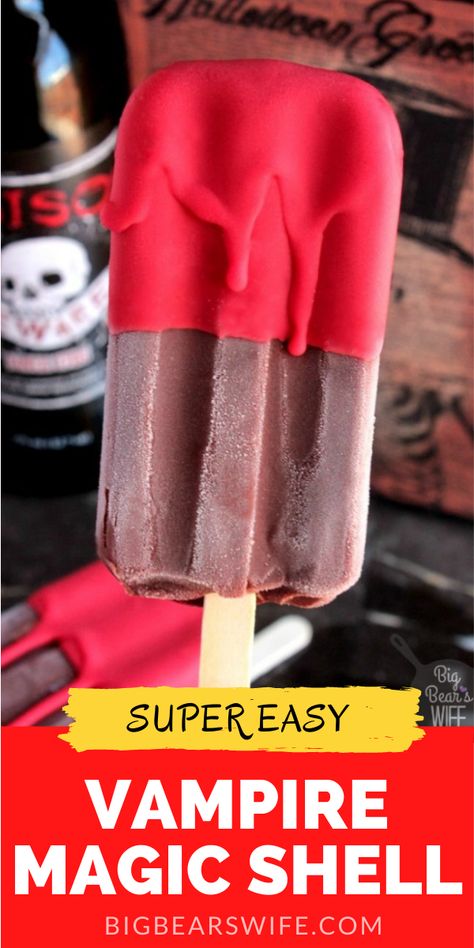 Vampire Magic, Scoops Of Ice Cream, Spooky Halloween Food, Ice Cream Popsicle, Magic Shell, Red Velvet Cake Mix, Red Chocolate, Homemade Popsicles, Stuffed Shells Recipe