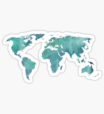 world map Wanderlust Stickers, Stickers Cool, Iphone Stickers, Homemade Stickers, Bubble Stickers, Tumblr Stickers, Watercolor Map, Hydroflask Stickers, Travel Stickers