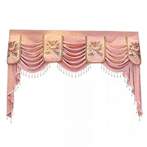 Yellow Curtains Living Room, Victorian Curtains, Waterfall Valance, Chenille Curtains, Curtains Classic, Linen Blackout Curtains, Pink Victorian, Tier Curtains, Luxury Curtains