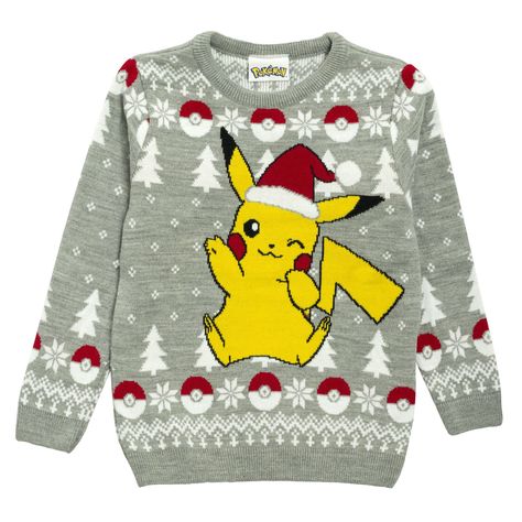 Pikachu Sweater, Pokemon T Shirt, Pokemon Ornaments, Christmas Pokemon, Secret Santa Christmas Gifts, Pokemon Christmas, Knitted Christmas Jumpers, Boy Jumper, Pokemon T