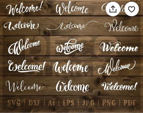 Cricut Welcome Sign, Welcome Calligraphy, Welcome Script, Welcome Font, Calligraphy Welcome, Welcome Sign Svg, Welcome Svg, Sign Fonts, Welcome Design