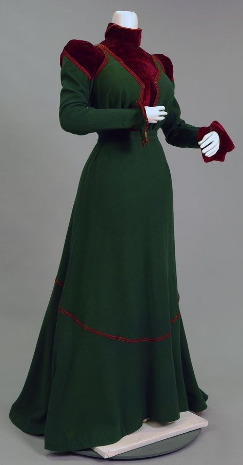 1800s Clothes, 1890 Dress, Texas Fashion, 1890s Fashion, Afternoon Dress, Edwardian Dress, 19th Century Fashion, Velvet Accents, Victorian Clothing