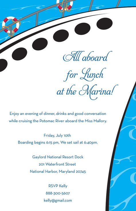 Cruise Theme Parties, Travel Invitation, Military Weddings, Nautical Invitations, Boat Theme, Yacht Rock, Party Boat, 60th Bday, Cruise Party